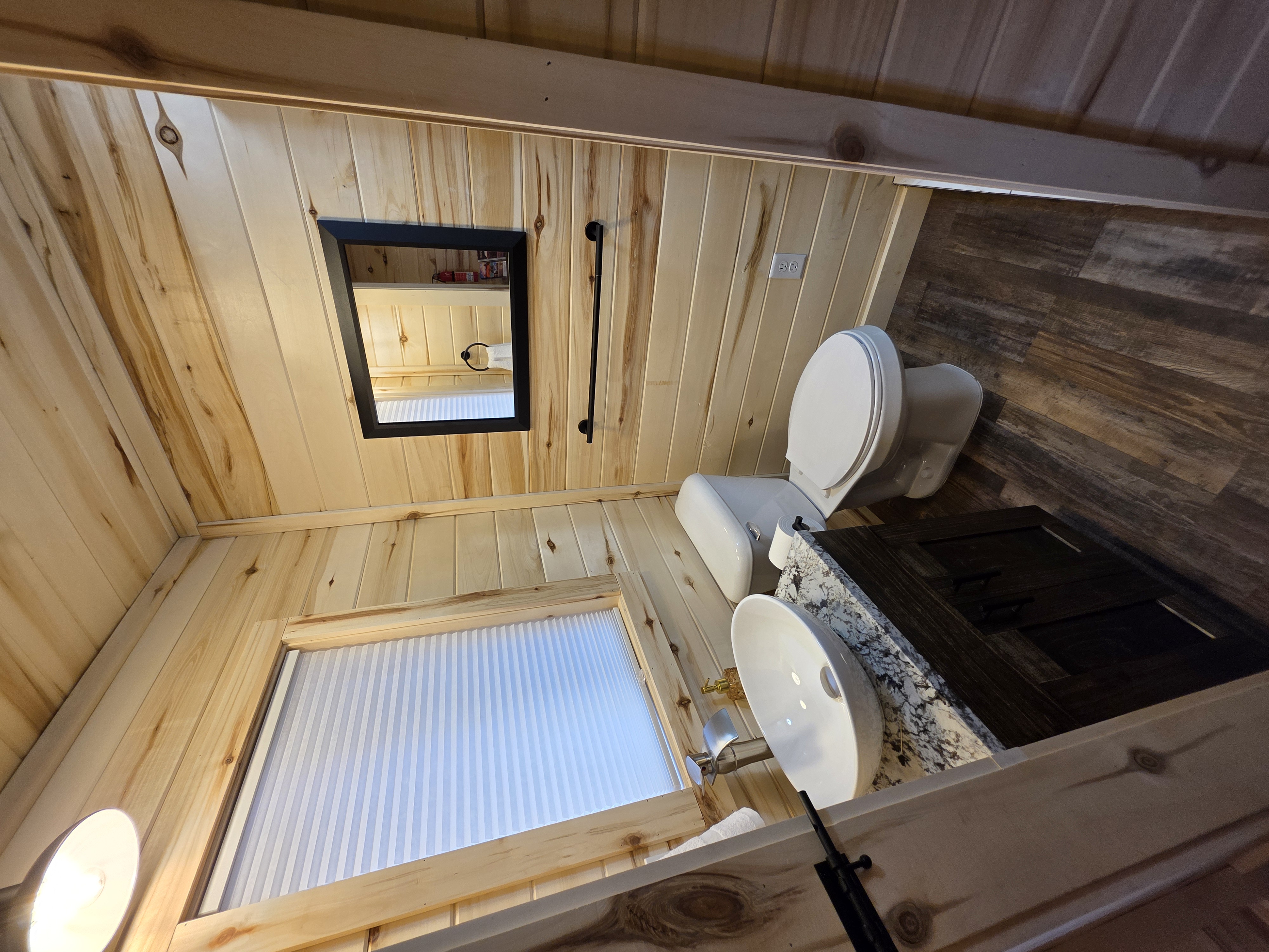 Bathroom mirror in Peach Cobbler Cabin