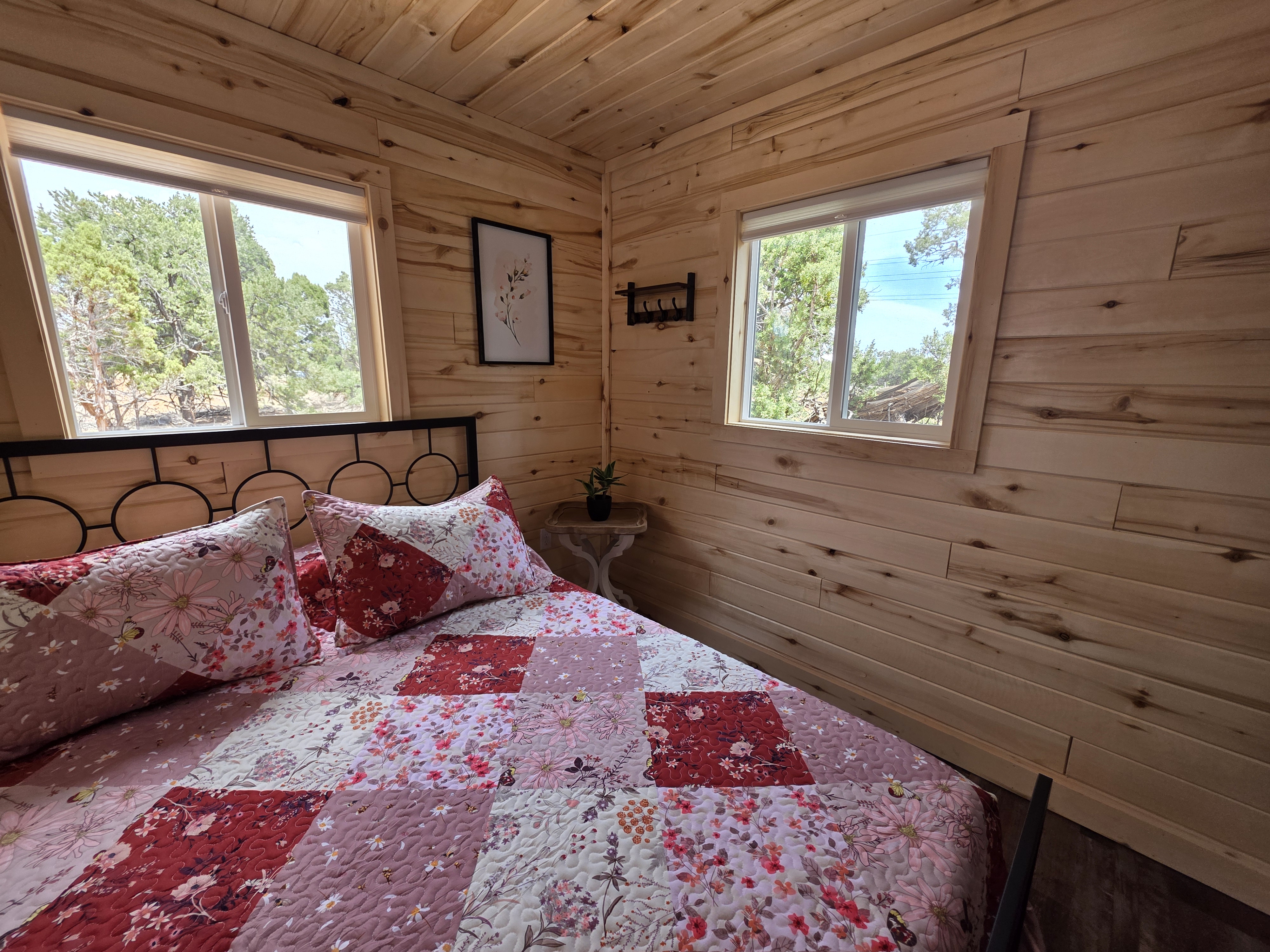 Main bedside view Apple Blossom Cabin